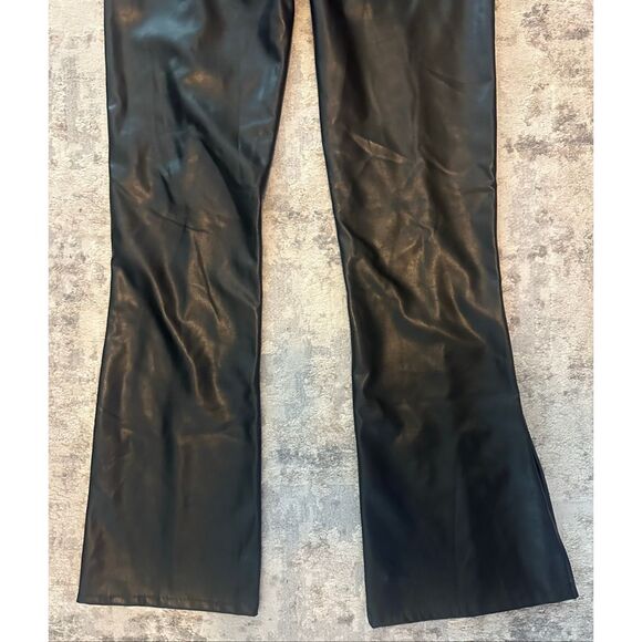 Abercrombie & Fitch Curve Love Vegan Leather Split-Hem Flare Pants Small Long NW - Picture 8 of 9